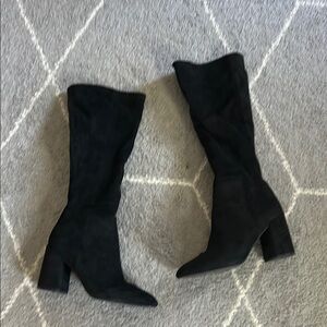Steve Madden Black Heeled Boots with Chunky Block Heel